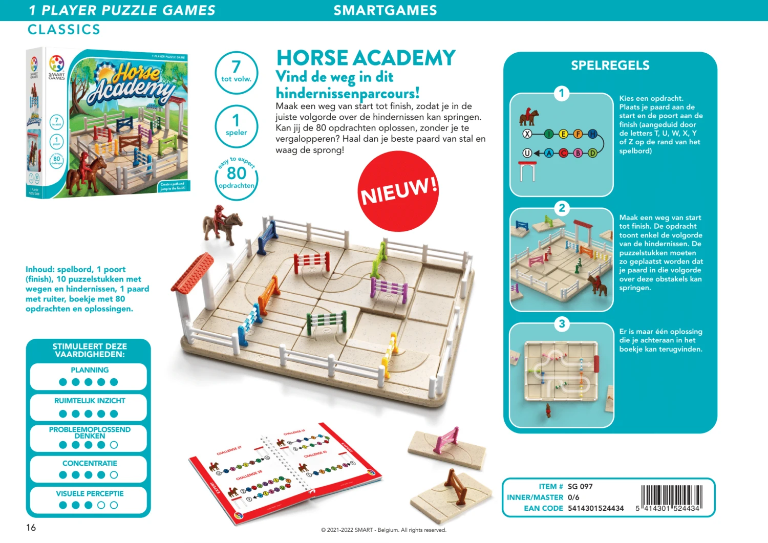 SmartGames SG097 Horse Academy Denkspel Puzzelspel 5 SmartGames SG097 Horse Academy Denkspel Puzzelspel - Afbeelding 3