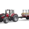 Bruder 02046 Tractor MF Tractor 7480 Met Voorlader En Houttransporter -Beste Speelgoed Winkel bruder 02046 massey ferguson 7480 met voorlader en trailer