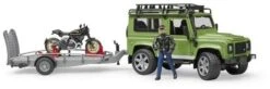 Bruder 2598 Landrover Defender+aanhanger+motorfiets Ducati -Beste Speelgoed Winkel bruder 02598 landrover defender met aanhanger en motor ducati scrambler 2