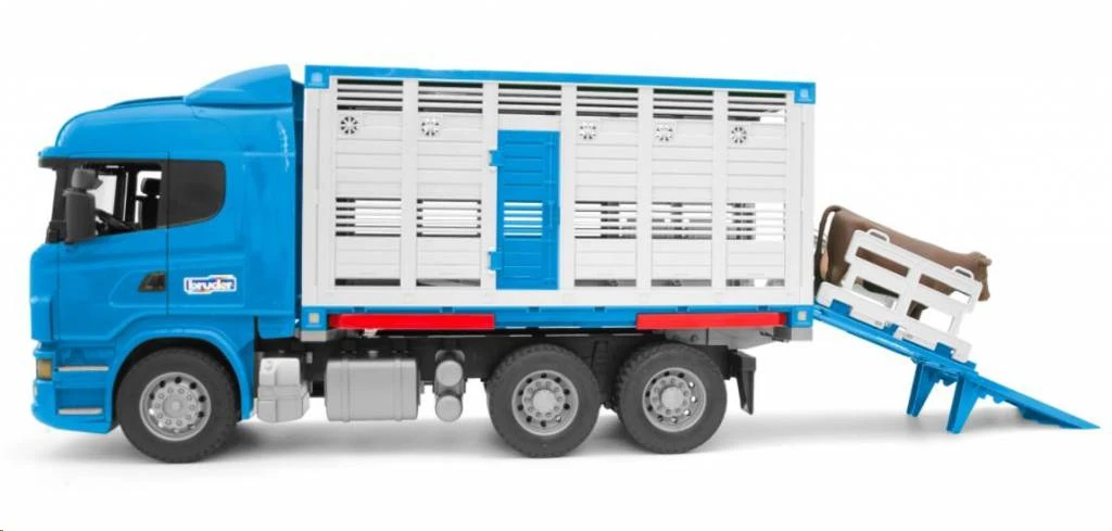 Bruder 3549 Scania Veetransport-wagen Met Koe Veewagen 5 Bruder 3549 Scania Veetransport-wagen Met Koe Veewagen - Afbeelding 3