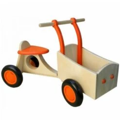 Houten Bakfiets Oranje Loopfiets VanDijkToys