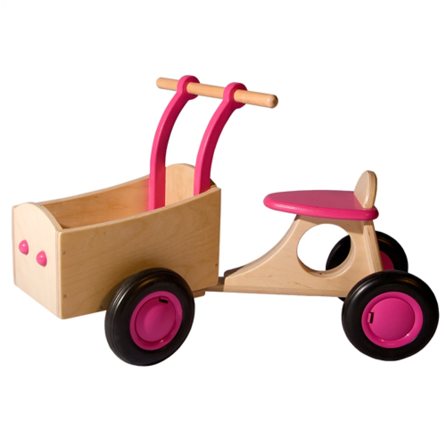 Houten Bakfiets Rose Loopfiets VanDijkToys 4 Houten Bakfiets Rose Loopfiets VanDijkToys - Afbeelding 2