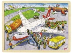 Houten Puzzel Op Het Vliegveld