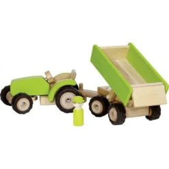 Houten Tractor Met Aanhanger Groen -Beste Speelgoed Winkel houten tractor met aanhanger pintoy 55941 1 1