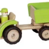 Houten Tractor Met Aanhanger Groen -Beste Speelgoed Winkel houten tractor met aanhanger pintoy 55941