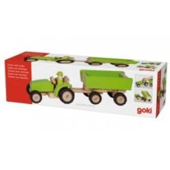 Houten Tractor Met Aanhanger Groen -Beste Speelgoed Winkel houten tractor met aanhanger pintoy 55941 2