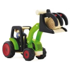 Pintoy Houten Tractor Met Voorlader -Beste Speelgoed Winkel houten tractor met hooilader pintoy 13552 1 1