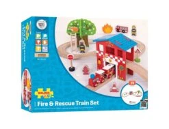 BigJigs BJT037 Fire&Rescue Train Set -Beste Speelgoed Winkel houten treinset bigjigs bjt037 fire rescue train set 39dlg 1