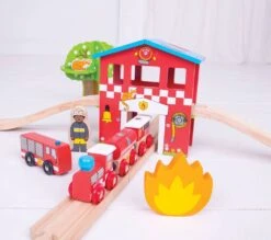 BigJigs BJT037 Fire&Rescue Train Set -Beste Speelgoed Winkel houten treinset bigjigs bjt037 fire rescue train set 39dlg