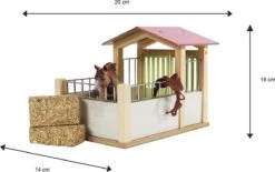 Kidsglobe Paardenbox Paardenstal 1 Box Rose/Wit -Beste Speelgoed Winkel kids globe 610206 paardenbox roze paardenstal enkel 8713219361238