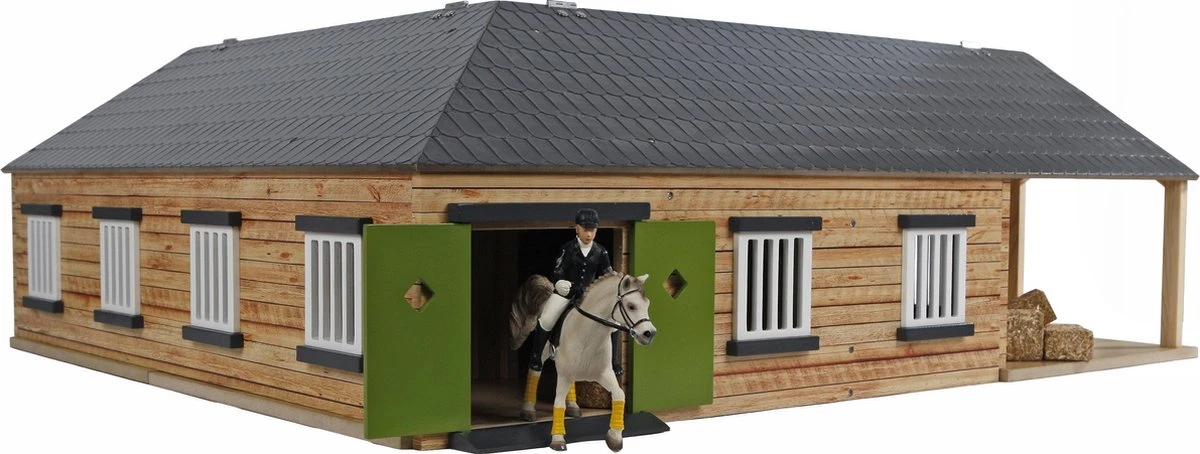 Kidsglobe Paardenstal Met 4 Boxen En Berging Bruin/groen 4 Kidsglobe Paardenstal Met 4 Boxen En Berging Bruin/groen - Afbeelding 2