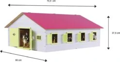 KidsGlobe Paardenstal Met 7 Boxen Pink-White 11 KidsGlobe Paardenstal Met 7 Boxen Pink-White -Beste Speelgoed Winkel kidsglobe paardenstal 7 paardenboxen wit roze 610189 2