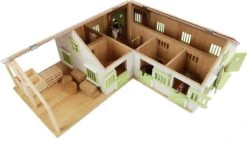 Kidsglobe Paardenstal Met 4 Boxen En Berging Rose/Wit -Beste Speelgoed Winkel kidsglobe paardenstal hoekmodel 8713219362167 wit roze 1