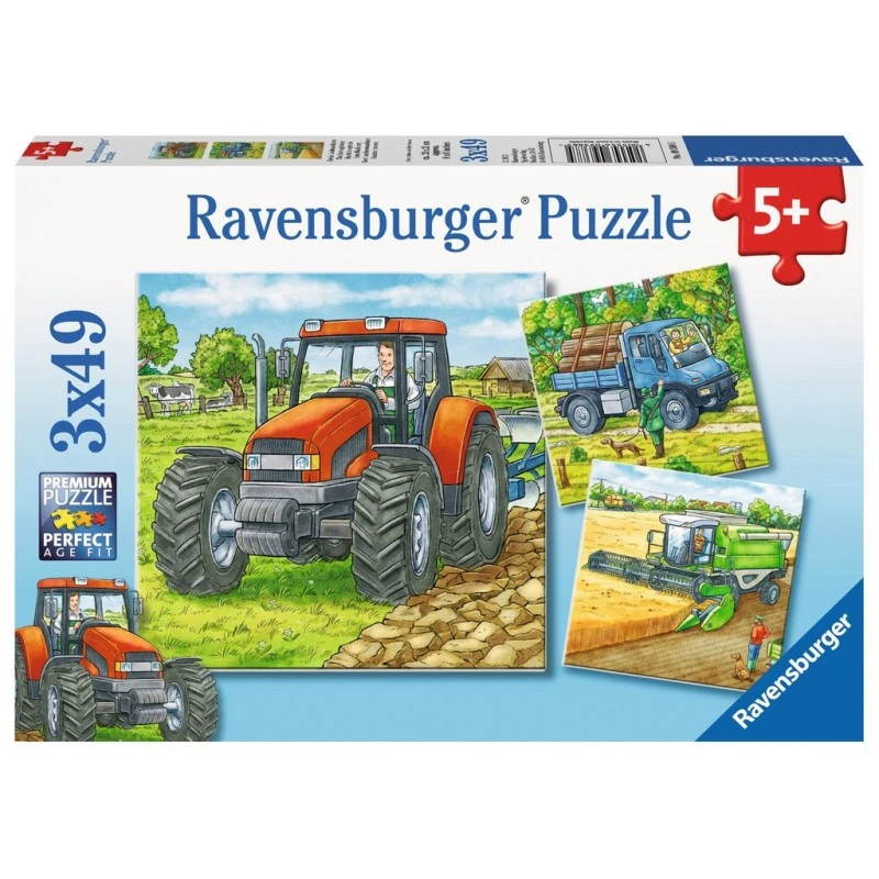 Landbouwvoertuigen Puzzelbox Ravensburger 3 X 49 Stukjes 3 Landbouwvoertuigen Puzzelbox Ravensburger 3 X 49 Stukjes