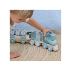 Little Dutch LD7036 Houten Blokkentrein Blauw -Beste Speelgoed Winkel little dutch houten blokkentrein blauw 3