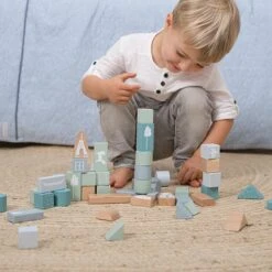 Little Dutch Houten Blokkenton Blauw LittleDutch -Beste Speelgoed Winkel little dutch 4413 blauw houten blokken in ton 3