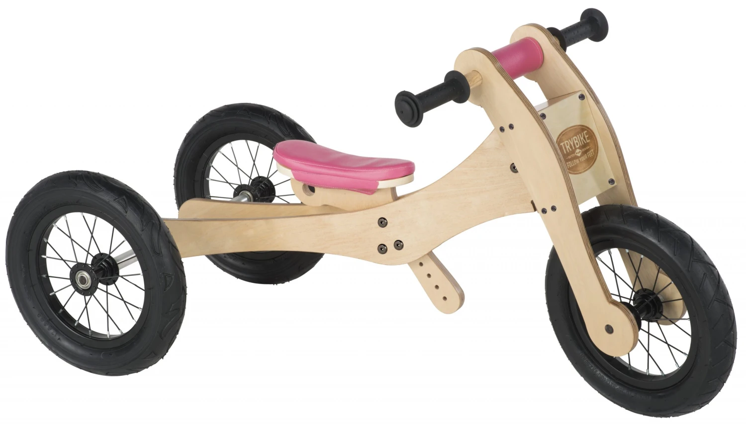 Trybike Pink – Houten 4-in-1 Loopfiets 4 Trybike Pink – Houten 4-in-1 Loopfiets - Afbeelding 2