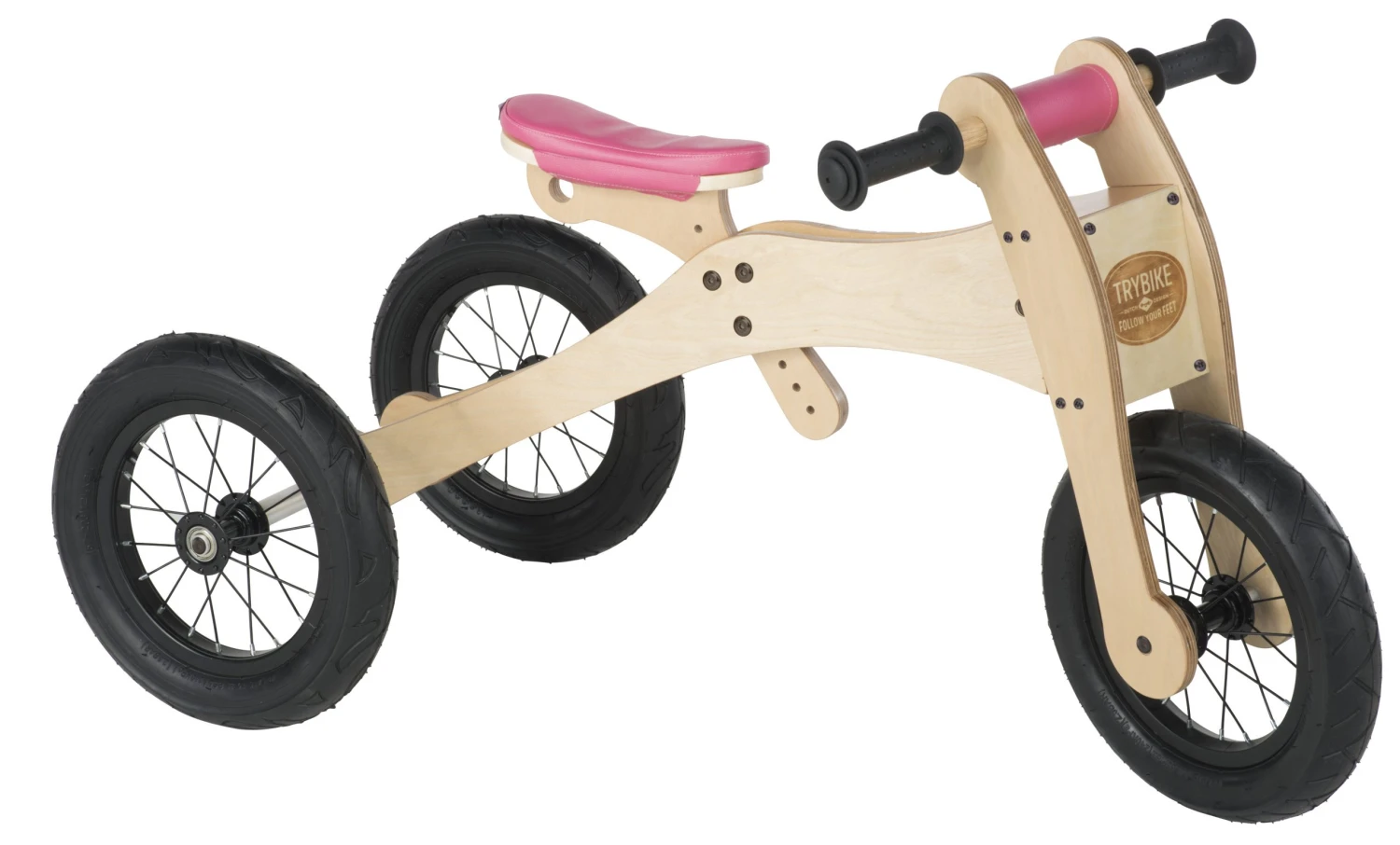 Trybike Pink – Houten 4-in-1 Loopfiets 6 Trybike Pink – Houten 4-in-1 Loopfiets - Afbeelding 4