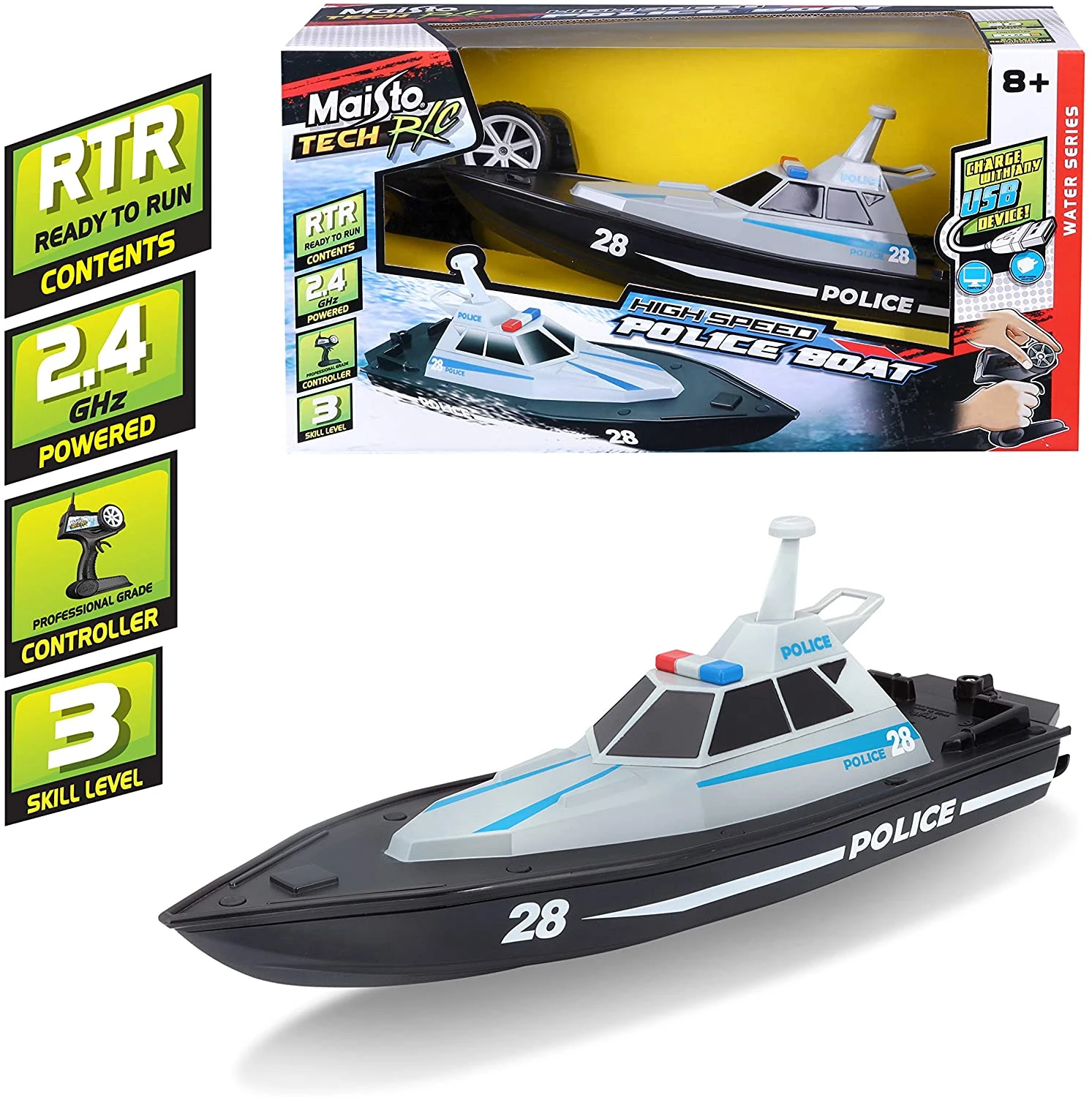 MAISTO TECH RC SPEED BOAT POLICE Radiografische Politieboot 8 MAISTO TECH RC SPEED BOAT POLICE Radiografische Politieboot - Afbeelding 6