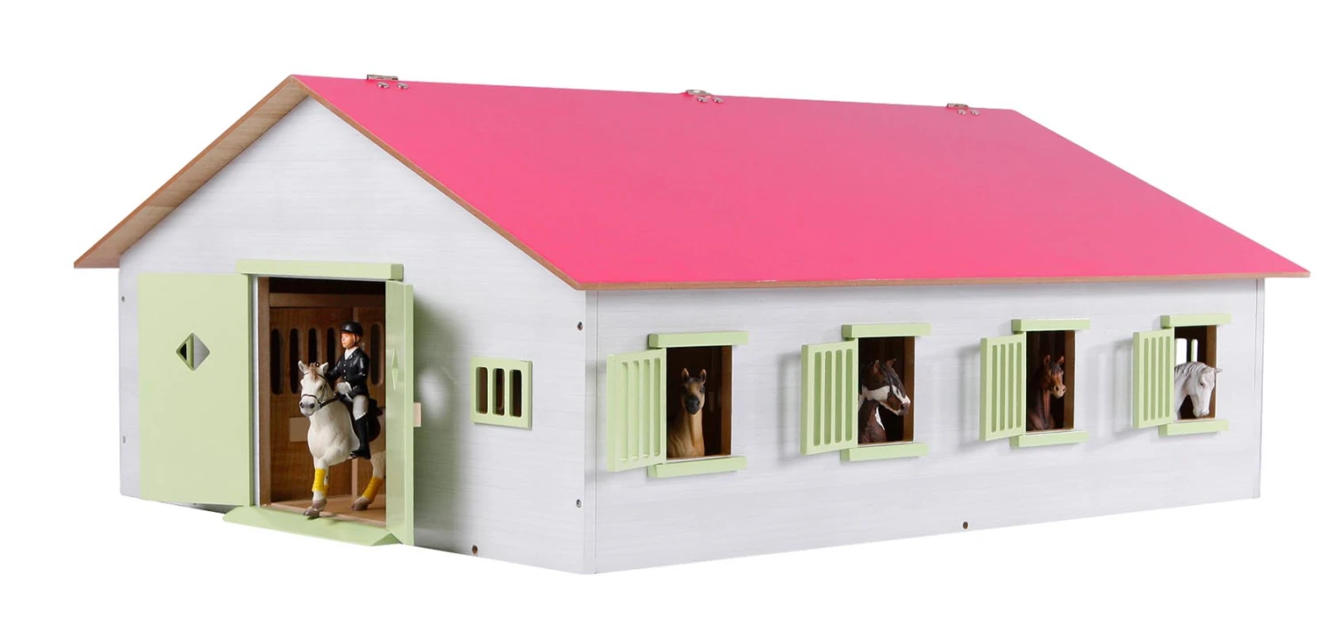 KidsGlobe Paardenstal Met 7 Boxen Pink-White 4 KidsGlobe Paardenstal Met 7 Boxen Pink-White - Afbeelding 2