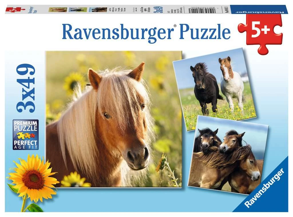 Schattige Pony’s Puzzelbox Ravensburger 3 X 49 Stukjes 3 Schattige Pony’s Puzzelbox Ravensburger 3 X 49 Stukjes