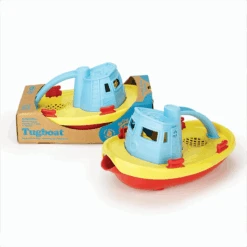 Green Toys Green-Toys Sleepboot Geel Met Blauw Handvat -Beste Speelgoed Winkel sleepboot blauwe handvat green toys 2