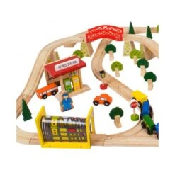 BigJigs BJT018 Houten Trein 124-delige Treinset Transport -Beste Speelgoed Winkel treinset transport bigjigs bjt018 2