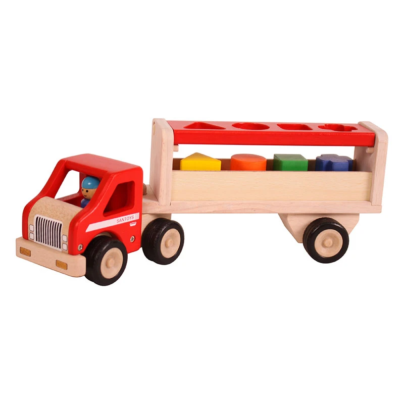 Houten Vrachtwagen Met Geometrische Vormen 4 Houten Vrachtwagen Met Geometrische Vormen - Afbeelding 2