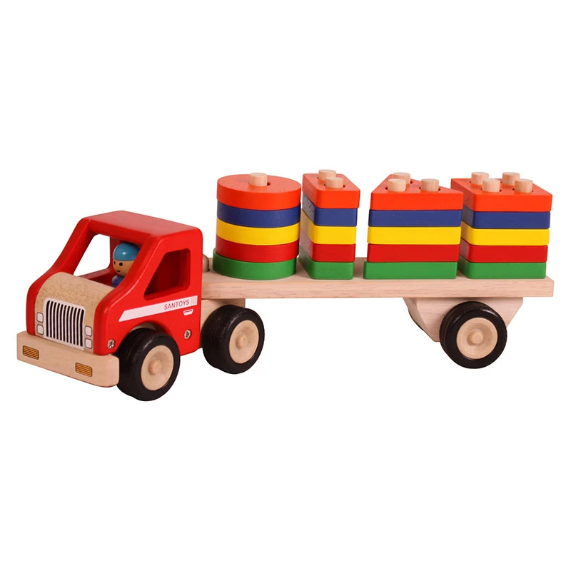 Houten Vrachtwagen Met Geometrische Vormplaten 4 Houten Vrachtwagen Met Geometrische Vormplaten - Afbeelding 2